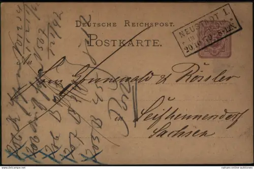 Deutsches Reich Ganzsache 5 Pfg. mit R3 Neustadt in Holstein nach Seifhennerdorf