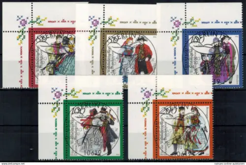 Bund 1757-1781 Bogenecke Eckrand Trachten oben links tadellos Ersttagsstempel