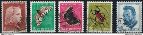 Schweiz 588-592 Pro Juventute 1953 komplett gestempelt Insekten Ferdinand Hodler