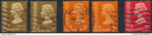 Hongkong Freimarken Königin Elisabeth II. gestempelt 1975 Kat.-Wert 39,60 €