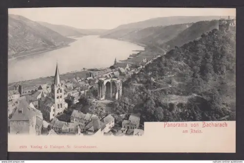 Ansichtskarte Bacharach Rheinland-Pfalz Panorama vom Rhein