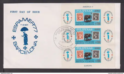 Briefmarken Philippinen Übersee Brief Block 1977 ESPAMER Philatelie Briefmarken