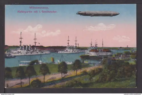Ansichtskarte Wilhemshaven Niedersachsen Schiffe Marine 1. Geschwader Zeppelin