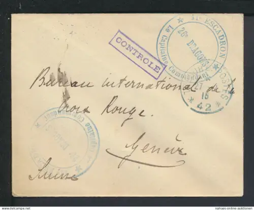 Frankreich Zensur Feldpostbrief 11e Escadron Geschwader nach Genf Schweiz 1915