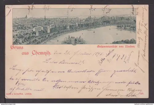 Ansichtskarte Chemnitz Sachsen Gesamtansicht 1898 Heilbronn Baden-Württemberg