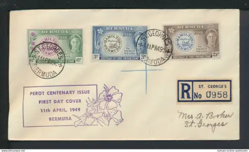 R-Brief Übersee Bermuda 122-124 Southampton St Georges selt. FDC 11.4.1949