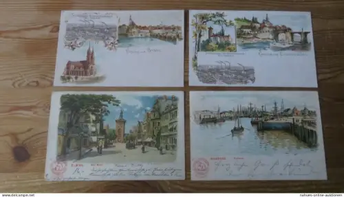 Litho Ansichtskarten Sammlung Topographie Reklame Hoffmann Stärke Bad Salzuflen