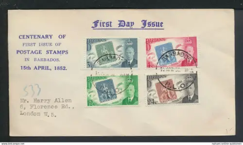 Brief Übersee Barbados London Großbritannien 100 Jahre Briefmarken in Barbados