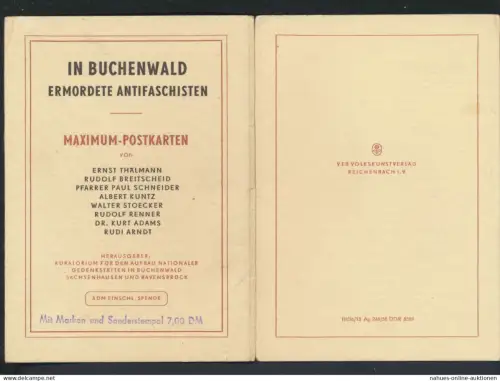 DDR In Buchenwald ermordete Antifaschisten 8 Maximumkarten plus Hülle selten