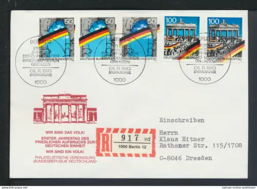 Bund R-Brief selt SST 1. Jahrestag der Öffnung der innerdeutschen Grenzen Berlin
