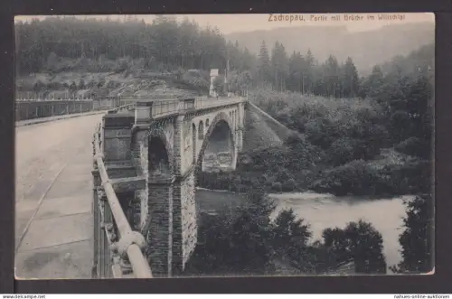Ansichtskarte Zschopau Erzgebirge Sachsen Brücke Wilischtal Mülhausen Frankreich