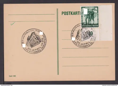 Ostmark Deutsches Reich Bogenecke Karte Braunau Inn Österreich 1938 selt SST