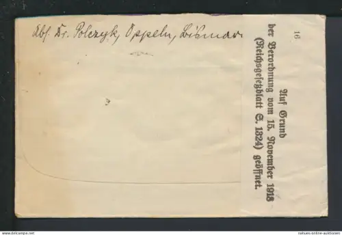 Deutsches Reich Brief Besonderheit Aufkleber Verordnung Lamsdorf Schlesien 1920