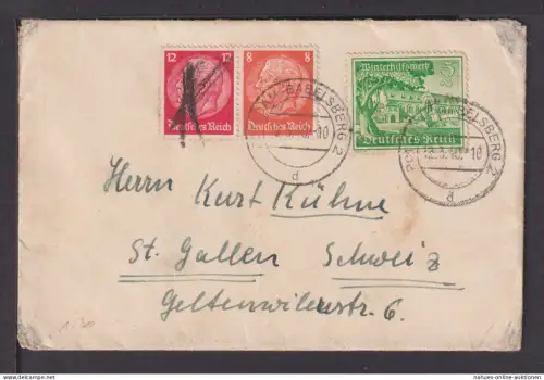 Deutsches Reich Auslands Zensur Brief Hindenburg WHW Potsdam Brandenburg 1940