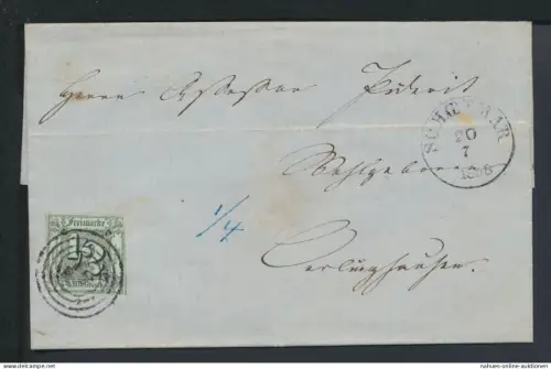 Altdeutschland Thurn & Taxis Brief EF 3 NrnSt. 331 K1 Schoetmar Lippe rs K1 Lage