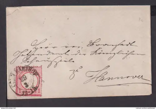 Deutsches Reich Brief EF 4 Brustschild K2 Köln Bahnhof Hannover Niedersachsen mit