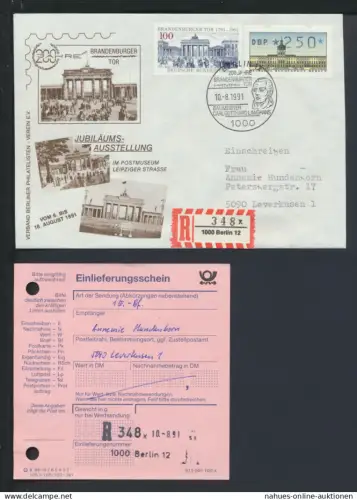 Bund Berlin R-Brief selt SST 200 Jahre Brandenburger Tor Berlin CG Langhans1991