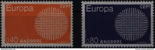 Andorra (Französische Post) 222-223 Europa CEPT 1970 komplett postfrisch ** MNH