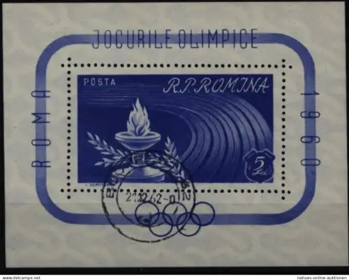 Rumänien Block 46 Olympia Olympische Sommerspiele Rom 1960 gestempelt
