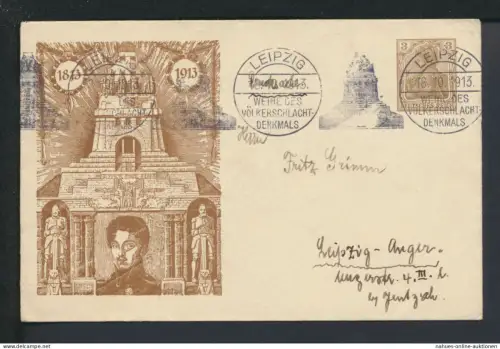 Deutsches Reich Privatganzsache PU 25 C 10 Völkerschlacht Leipzig 18.10.1913 n