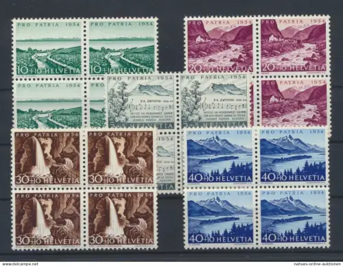 Schweiz 597-601 Pro Patria Seen + Waaserläufe Viererblock postfrisch 52,00 die billige