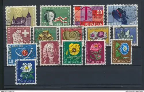 Schweiz 653-667 kompletter Jahrgang 1958 Luxus gestempelt KatWert 25,90