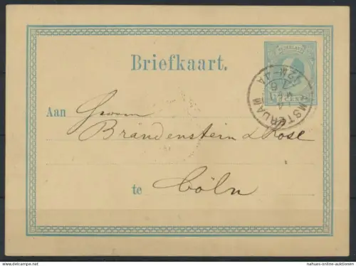 Niederlande Ganzsache P 4 II von Amsterdam nach Köln 4.5.1876