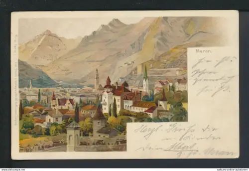 Litho Ansichtskarte Meran Südtirol Italien KuK Österreich Berlin