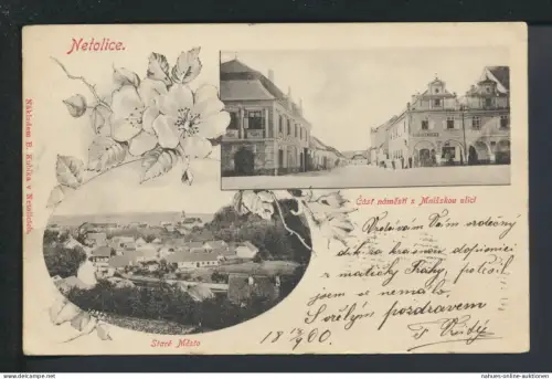 Jugendstil Ansichtskarte Netolice Tschechien Prag nach Zizkov