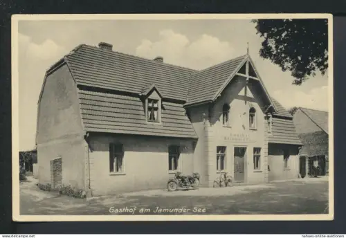 Ansichtskarte Wusseken Osieki Ostgebiete Polen Pommern Gasthof am Jamunder See