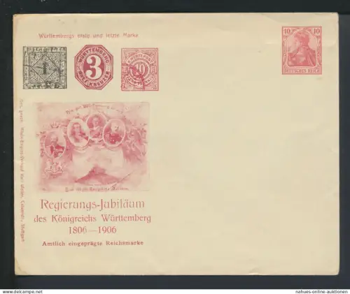 Deutsches Reich Privatganzsache Umschlag 10 Pfg. Germania Jubiläum Jugendstil