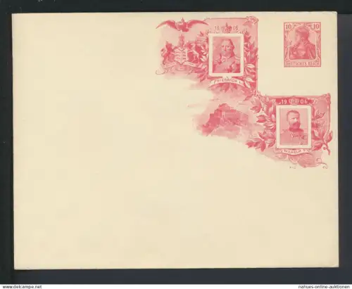 Deutsches Reich Privatganzsache Umschlag 10 Pfg. Germania Jubiläum Jugendstil