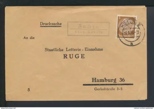Deutsches Reich Zuchen über Köslin Pommern Ostgebiete Polen Landpoststempel