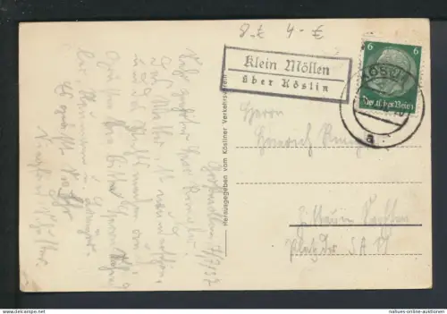 Deutsches Reich Klein Möllen Köslin Pommern Ostgebiete Polen Landpoststempel