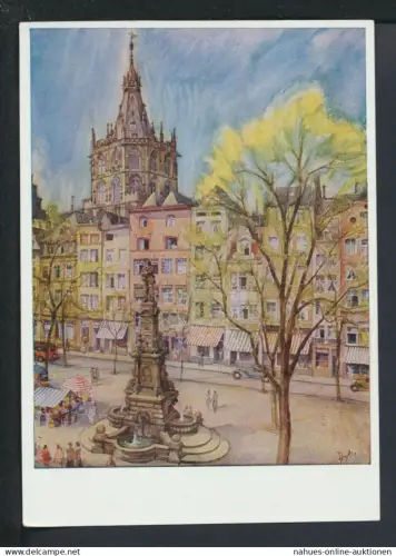 Auto Oldtimer Kunst tolle Ansichtskarte Köln NRW Impressionismus nach Orginal