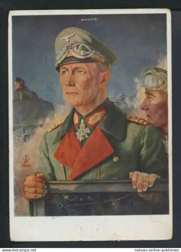 Militaria Deutsches Reich Krieg Willrich Künstler Ansichtskarte Rommel greift an