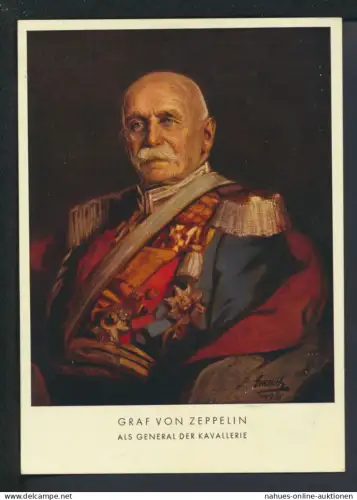 Deutsches Reich Flugpost 669-670 auf Ansichtskarte Graf Zeppelin General der