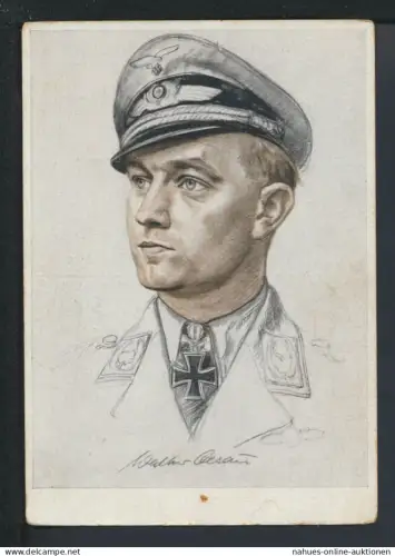 Militaria Deutsches Reich Krieg Künstler Ansichtskarte Major Oesau Kommandeur