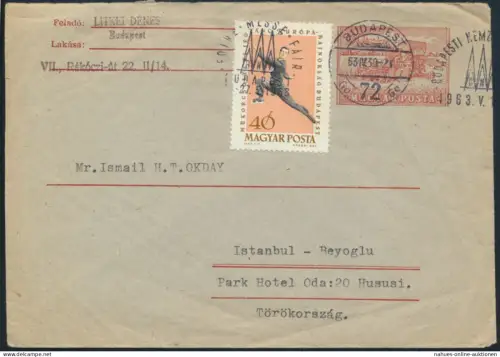 Ungarn Ganzsache U30 ZUF1899 A SST Messe Budapest Istanbul Sport Wintersport