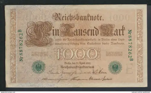 Kaiserreich Geldschein Banknote Reichsbanknote Deutsches Reich 1000 Reichsmark