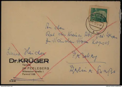 DDR Postkarte mit GA Ganzsachenausschnitt P 68 Perleberg