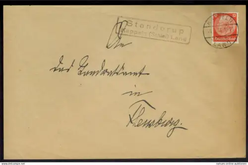 Brief Deutsches Reich Landpoststempel Stenderup Kappeln Schleswig nach Flensburg