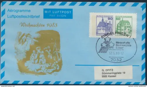 Bund Privatganzsache 90 n. 50 Burgen SST SIndelfingen Messehalle Weihnachten