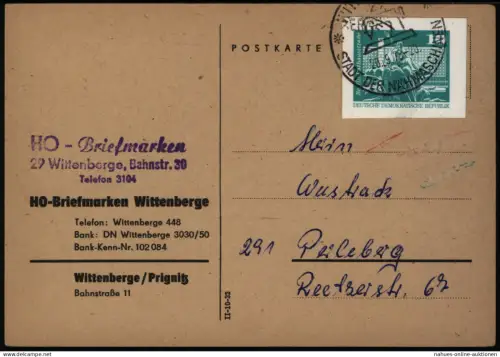 DDR Postkarte mit Ganzsachenausschnitt P 79 Wittenberge nach Perleberg 20.9.1970