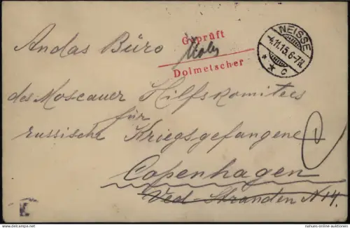 D.- Reich Kriegsgefangenenpost Neisse Nysa Offizier-Lager Dänemark Dolmetscher