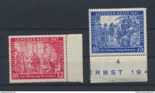 Briefmarken All. Besetzung 965-966 a Leipziger Herbstmesse Randstücke postfrisch