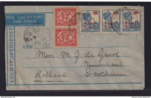 Niederländisch Indien Luftpost Brief MIF Aufdruck ab Makasser Indonesien nach