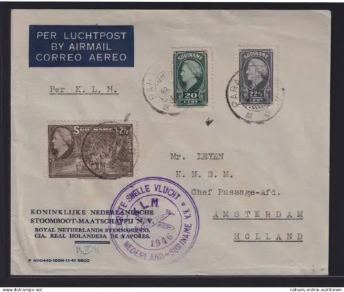 Niederlande KLM Flugpost air mail Suriname Südamerika n Amsterdam Niederlande