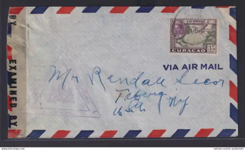 Flugpost Curacao Niederlande Kolonien Zensur Brief EF Aruba Oranjestad n Taberg