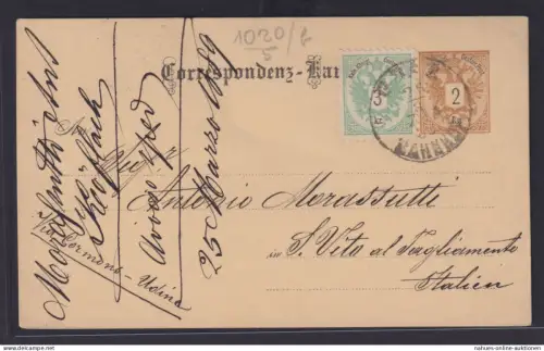 Bahnpost Österreich Ganzsache 2 Kr. Doppeladler + ZuF 3 Kr. geschrieben Höflach
